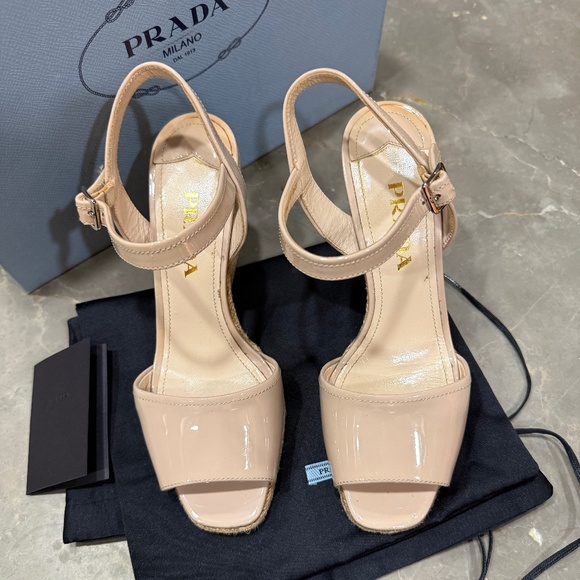 Prada Espadrille Wedge Sandals, Size 36.5 - Picture 1 of 11